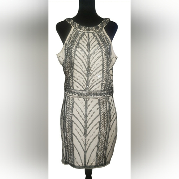 Glam Gatsby Holiday Flapper Art Deco Sequin Whimsigoth Beaded Midi Dress New - Picture 2 of 8